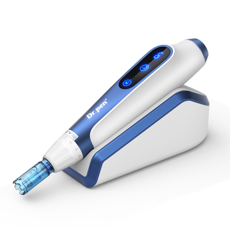 Dr. Pen A11 Ultima PRO Microneedling Pen placed on its charging base