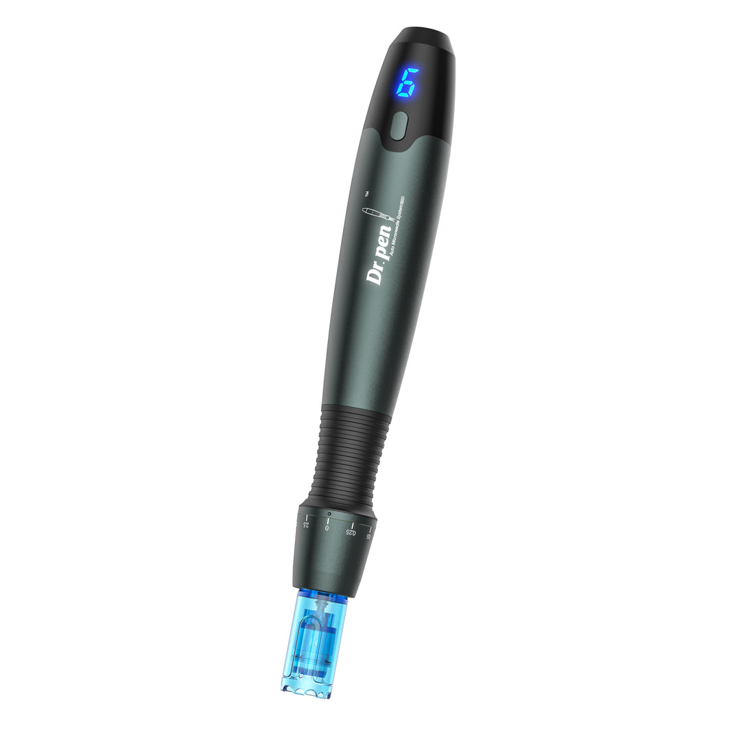 Dr. Pen A20 Advanced Microneedling Pen with its cartridge attached